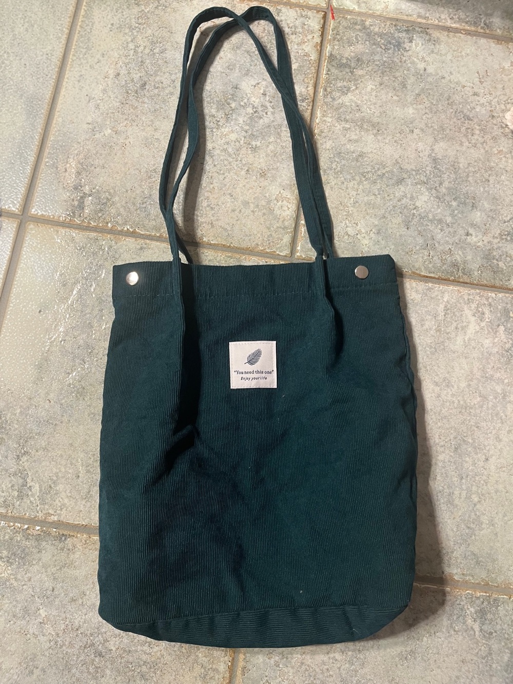 Dark Green Corduroy Tote Bag